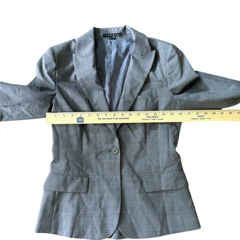 Theory Gray Wool Fully Lined Button Blazer Jacket… - image 4